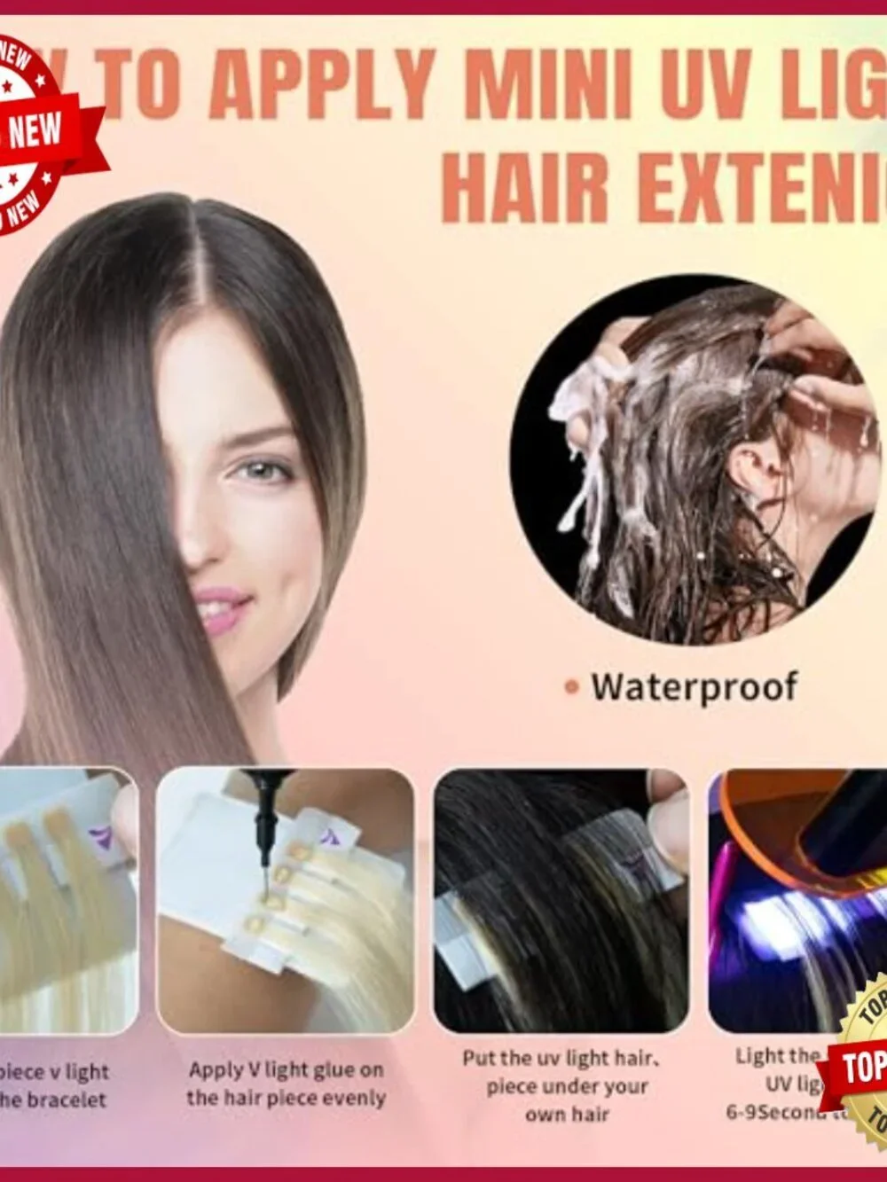 Professional UV Light Hair Extension Machine Kit with Glue & Remover